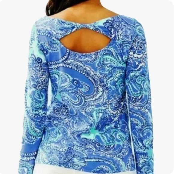 Lilly Pulitzer Top Tristan Coastal Blue Legga Sea - Picture 5 of 10